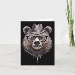 Funny Bear With Hat And Gles For A Bear Lover Card
