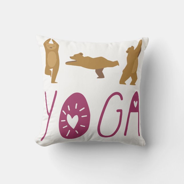 Funny Bear Yoga Poses Cushion (Front)