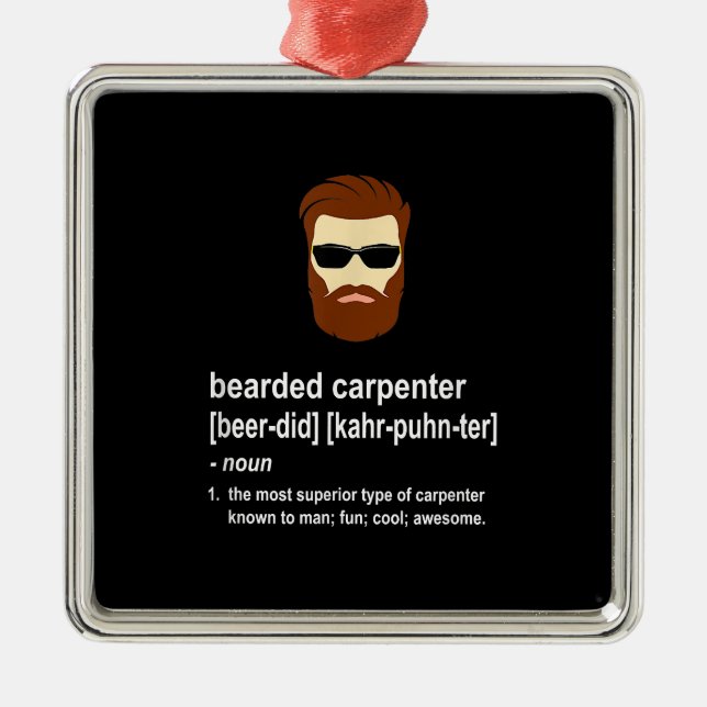Funny Beard Carpenter Gift  Men Metal Tree Decoration (Front)