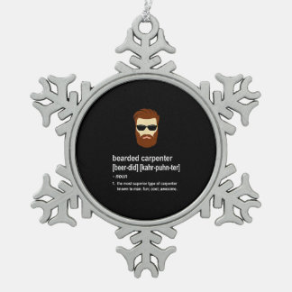 Funny Beard Carpenter Gift Men Snowflake Pewter Christmas Ornament