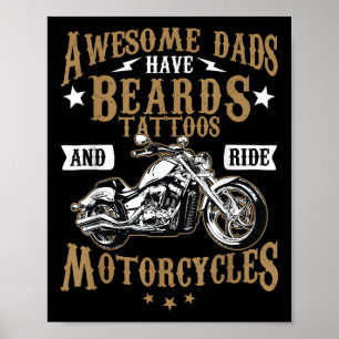 Funny Beard Shirt Awesome Dads Beard Tattoos And M Poster