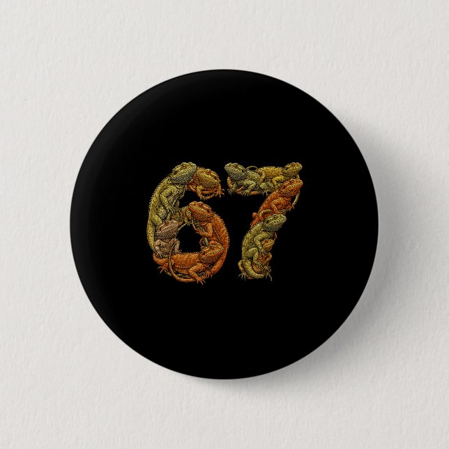 Funny Bearded Dragon 6 7 Meme Six Seven Beardzilla Cm Round Badge (Front)
