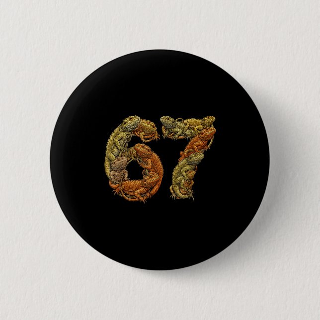 Funny Bearded Dragon 6 7 Meme Six Seven Beardzilla Cm Round Badge (Front)