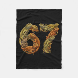 Funny Bearded Dragon 6 7 Meme Six Seven Beardzilla Fleece Blanket