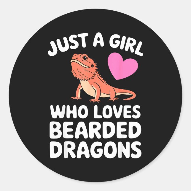 Funny Bearded Dragon Art For Women Girl Bearded Dr Classic Round Sticker (Front)