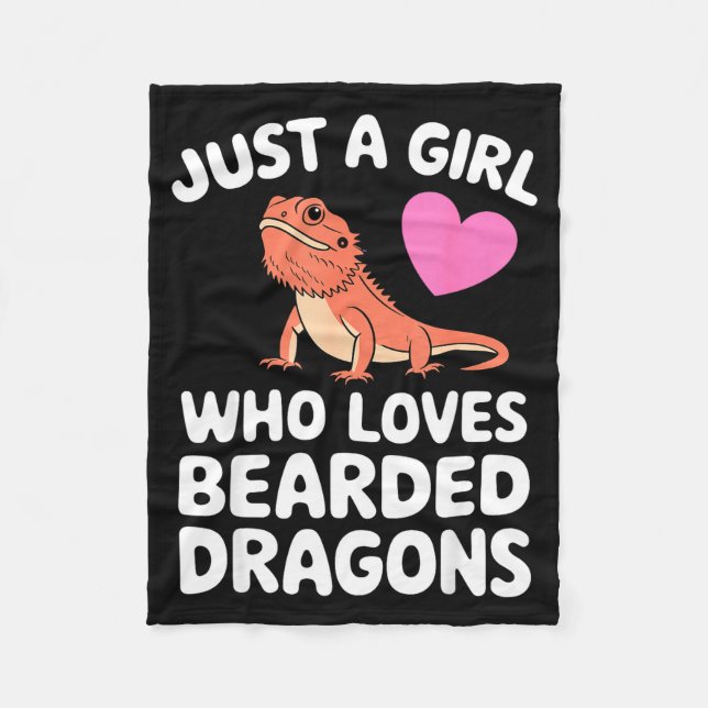 Funny Bearded Dragon Art For Women Girl Bearded Dr Fleece Blanket (Front)