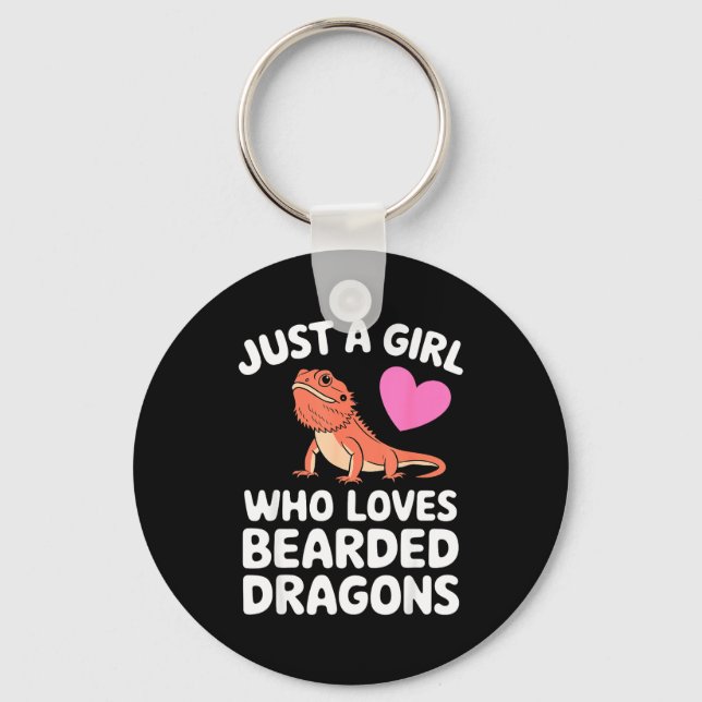 Funny Bearded Dragon Art For Women Girl Bearded Dr Key Ring (Front)