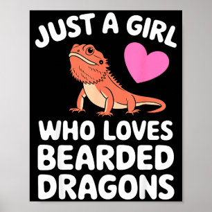Funny Bearded Dragon Art For Women Girl Bearded Dr Poster