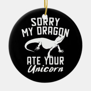 Funny Bearded Dragon Ate Your Unicorn  Ceramic Tree Decoration