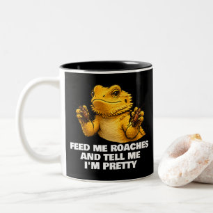 Funny Bearded Dragon Lover Reptile Owner Roaches Two-Tone Coffee Mug