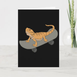Funny Bearded Dragon On Skateboard Cute Pet Lizard Card