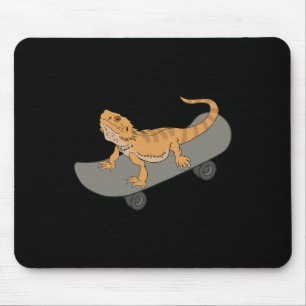 Funny Bearded Dragon On Skateboard Cute Pet Lizard Mouse Pad