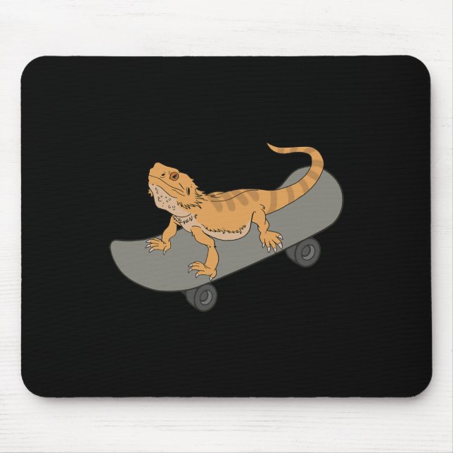 Funny Bearded Dragon On Skateboard Cute Pet Lizard Mouse Pad (Front)