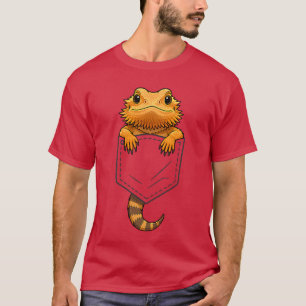Funny Bearded Dragon Peeking in Pocket Reptile Ani T-Shirt
