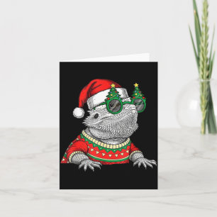 Funny Bearded Dragon Santa Hat Christmas  Card