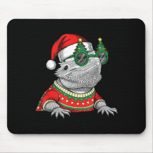 Funny Bearded Dragon Santa Hat Christmas  Mouse Pad