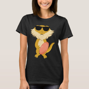 Funny Bearded Dragon Wearing Sungles Playing Disc T-Shirt
