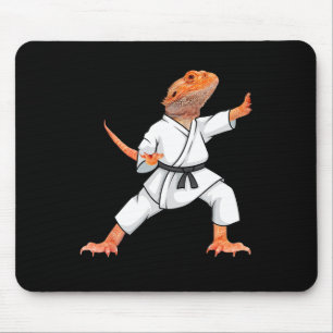 Funny Bearded Dragons Doing Karate Samurai Ninja L Mouse Pad