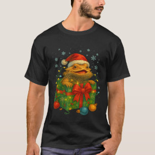 Funny Bearded Dragons Santa Christmas Tree Lights T-Shirt