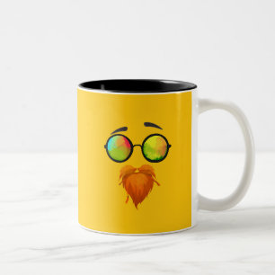 Funny Bearded Face Sunglasses Design Two-Tone Coffee Mug
