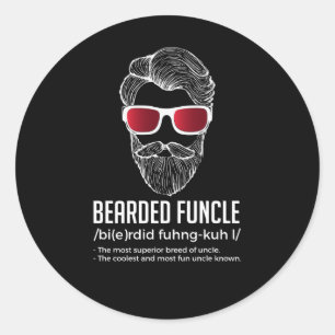Funny Bearded Funcle Definition Novelty Classic Round Sticker