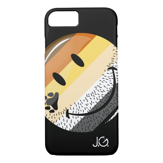 Funny Bearded Happy Gay Bear Pride Flag Case-Mate iPhone Case (Back)