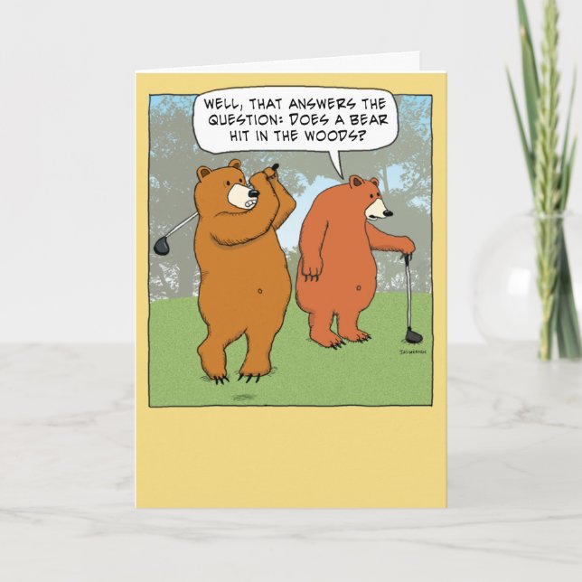 Funny Bears Golfing Birthday Card (Front)