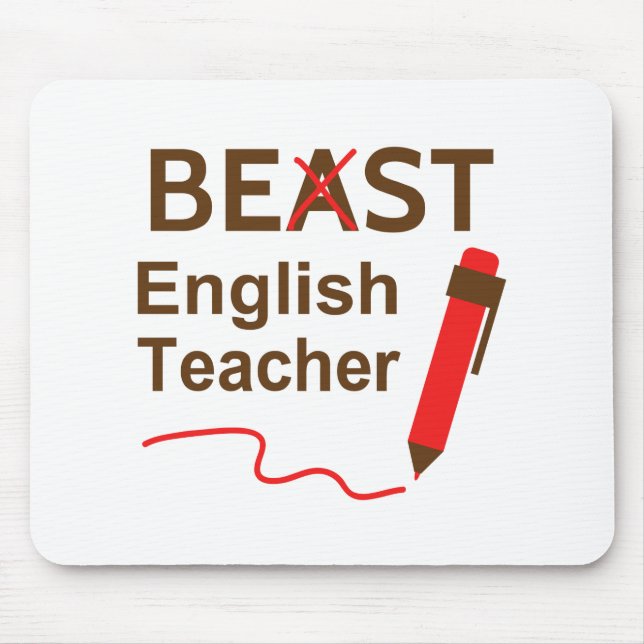 Funny Beast or Best English Teacher Mouse Pad (Front)