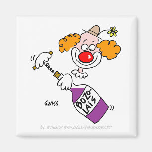 Funny Beaujolais Wine Humour Clown Cartoon Magnet