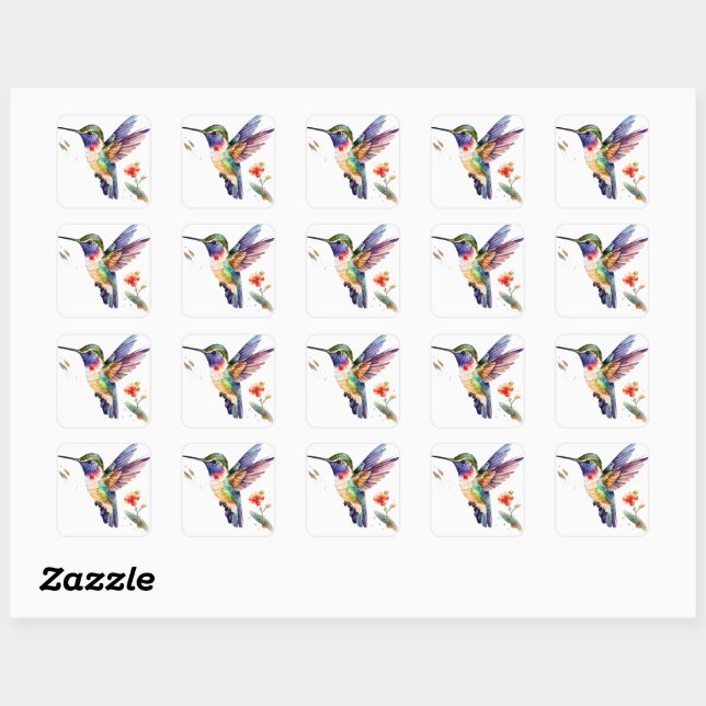 Funny & Beautiful Hummingbirds for Bird Lovers on  Square Sticker (Sheet)