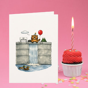 Funny Beaver Birthday Card