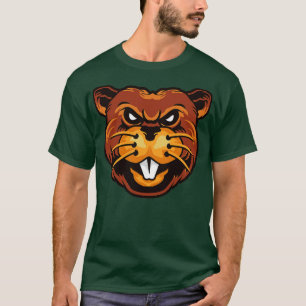 Funny Beaver Head Illustration T-Shirt