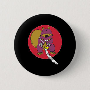 Funny Beaver . Ninja Beaver 6 Cm Round Badge