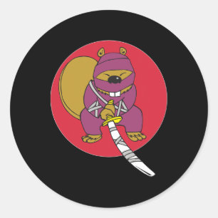 Funny Beaver . Ninja Beaver Classic Round Sticker
