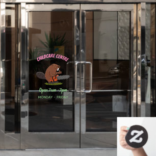 Funny beaver with chainsaw cartoon humour