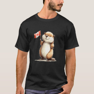 Funny Beaver with Patriotic Canada Flag Costume T-Shirt