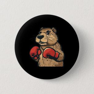 Funny Beaver With Red Boxing Gloves Costume  6 Cm Round Badge