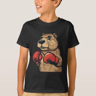 Funny Beaver With Red Boxing Gloves Costume T-Shirt