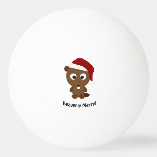Funny Beaver-y Merry! Santa Beaver Ping Pong Ball