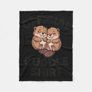 Funny Beavers Hugging Cuddle Fleece Blanket