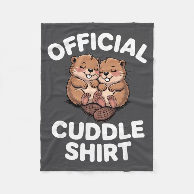 Funny Beavers Hugging Cuddle  Fleece Blanket (Front)