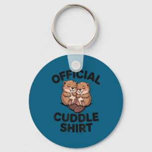 Funny Beavers Hugging Cuddle  Key Ring
