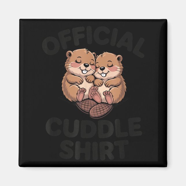 Funny Beavers Hugging Cuddle  Magnet (Front)