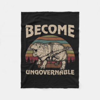 Funny Become Ungovernable Moo Deng Cute Ba  Fleece Blanket