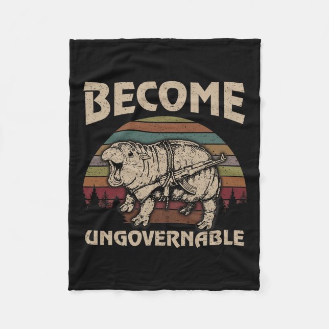 Funny Become Ungovernable Moo Deng Cute Ba  Fleece Blanket (Front)