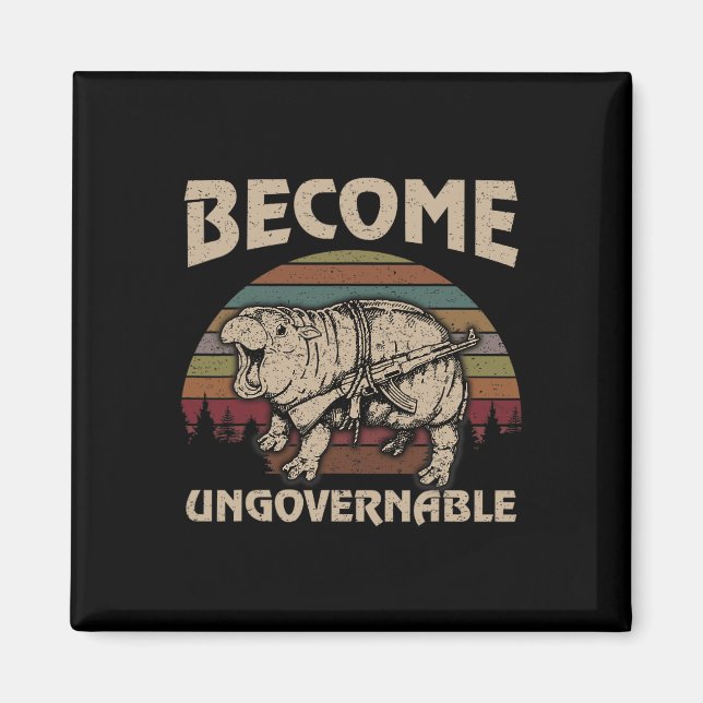 Funny Become Ungovernable Moo Deng Cute Ba  Magnet (Front)