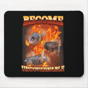 Funny Become Ungovernable Moo Deng In Fire Ba  Mouse Pad