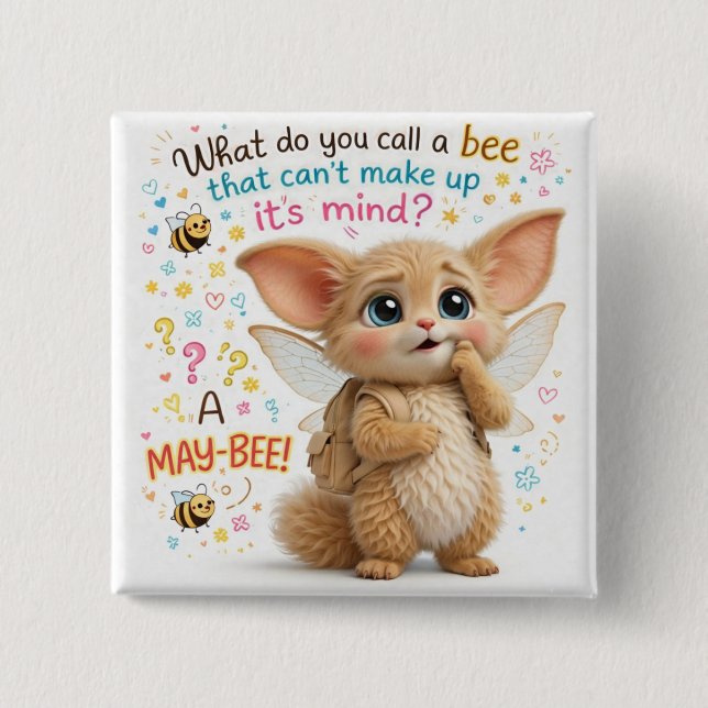 Funny Bee Dad Joke 15 Cm Square Badge (Front)