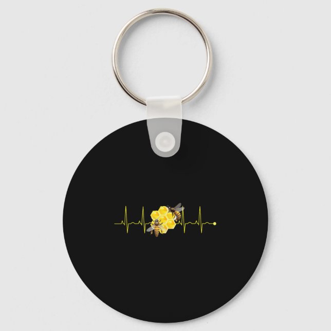 Funny Bee Heartbeat Hive Nature Buzzing Insect Lov Key Ring (Front)