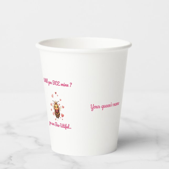 Funny Bee Pun Valentine  Paper Cups (Front)
